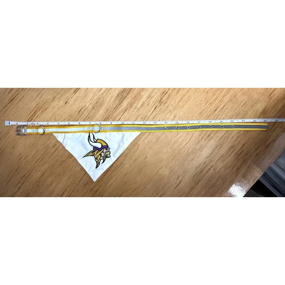 Pets First Minnesota Vikings Dog Bandana Collar Reflective Yellow White NFL